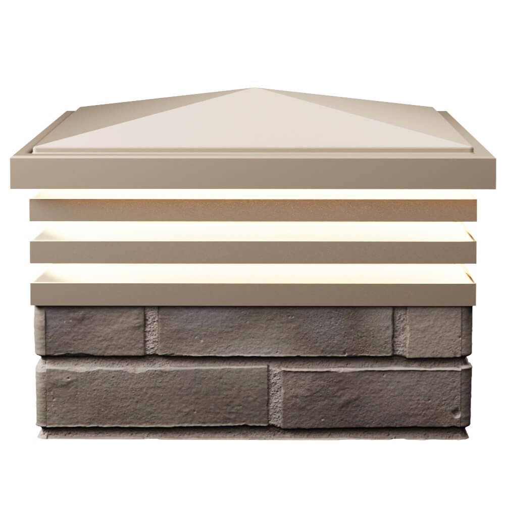 Колпак Zking Бона ХайТек Бежевый на столб 1.5х1.5 кирпича (385х385мм) с подсветкой в Бирске фото