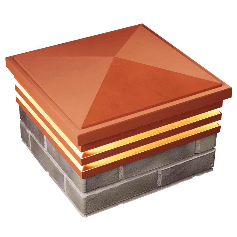 Колпак Zking Бона ХайТек Красный на столб 1.5х1.5 кирпича (385х385мм) с подсветкой в Бирске фото