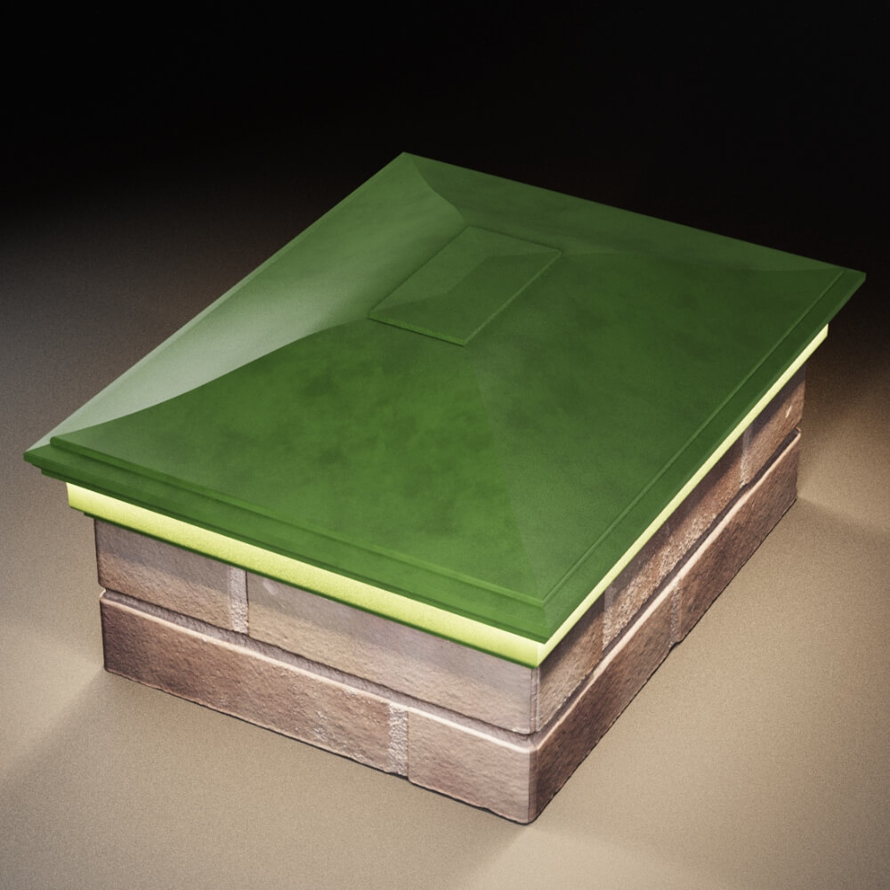 Колпак Zking Монблан Зеленый на столб 2х1.5 кирпича (515х385мм) c подсветкой в Бирске фото