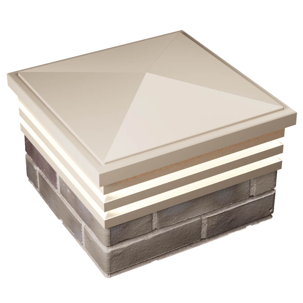 Колпак Zking Бона ХайТек Бежевый на столб 1.5х1.5 кирпича (385х385мм) с подсветкой в Бирске фото