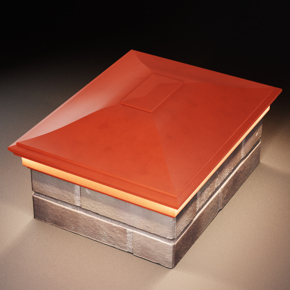 Колпак Zking Монблан Красный на столб 2х1.5 кирпича (515х385мм) c подсветкой в Бирске фото