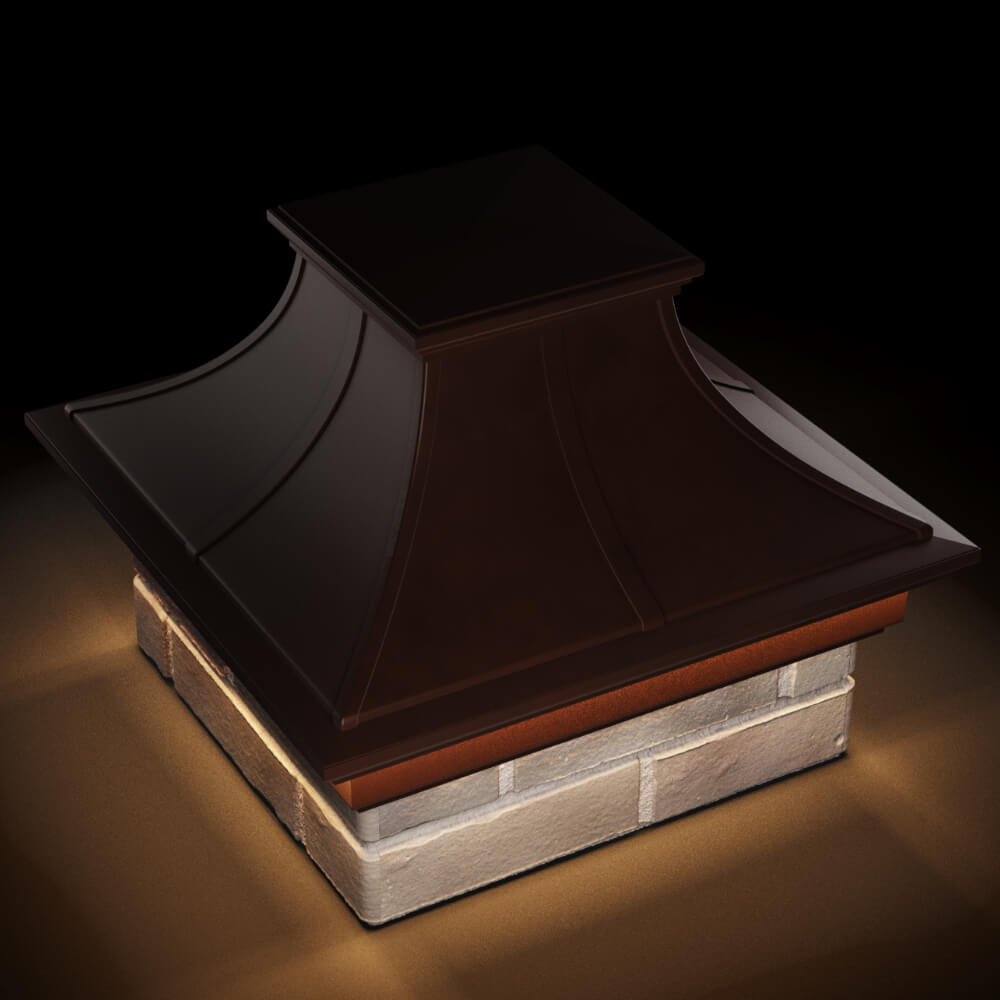 Колпак Zking Монблан Премиум Коричневый на столб 1.5х1.5 кирпича (385х385мм) с подсветкой в Бирске фото