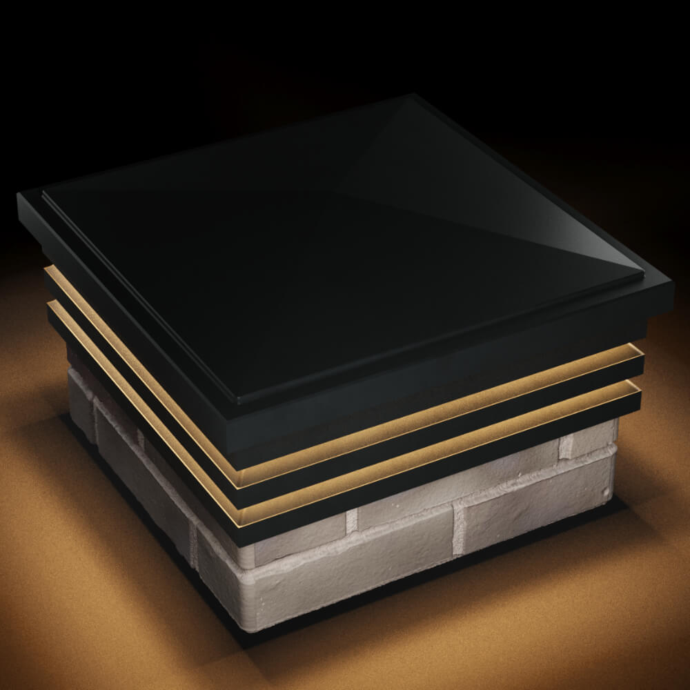 Колпак Zking Бона ХайТек Черный на столб 1.5х1.5 кирпича (385х385мм) с подсветкой в Бирске фото