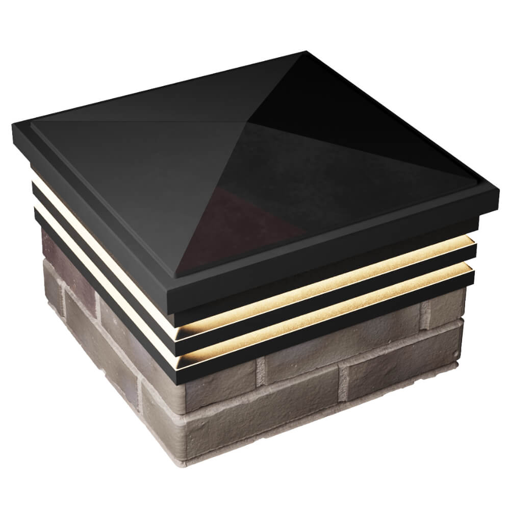 Колпак Zking Бона ХайТек Черный на столб 1.5х1.5 кирпича (385х385мм) с подсветкой в Бирске фото