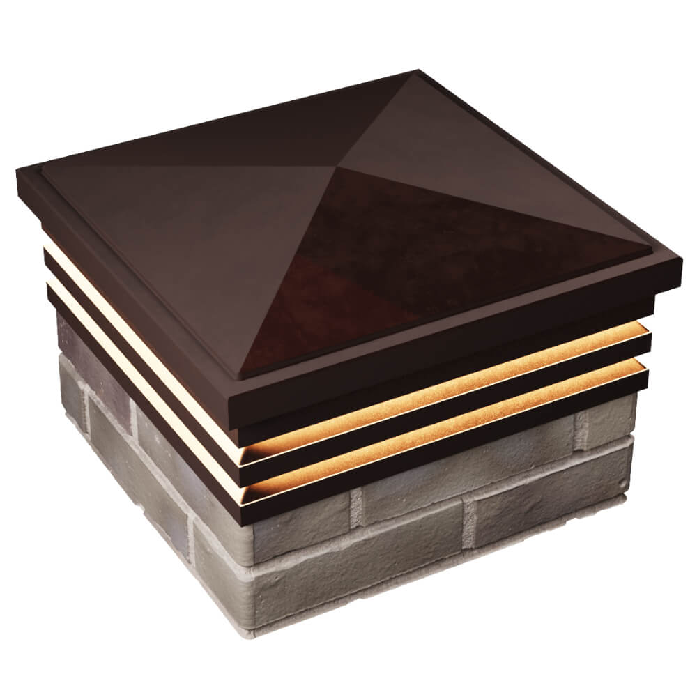 Колпак Zking Бона ХайТек Коричневый на столб 1.5х1.5 кирпича (385х385мм) с подсветкой в Бирске фото