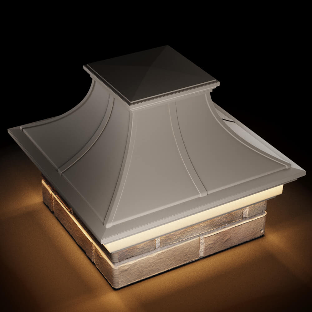 Колпак Zking Монблан Премиум Бежевый на столб 1.5х1.5 кирпича (385х385мм) с подсветкой в Бирске фото