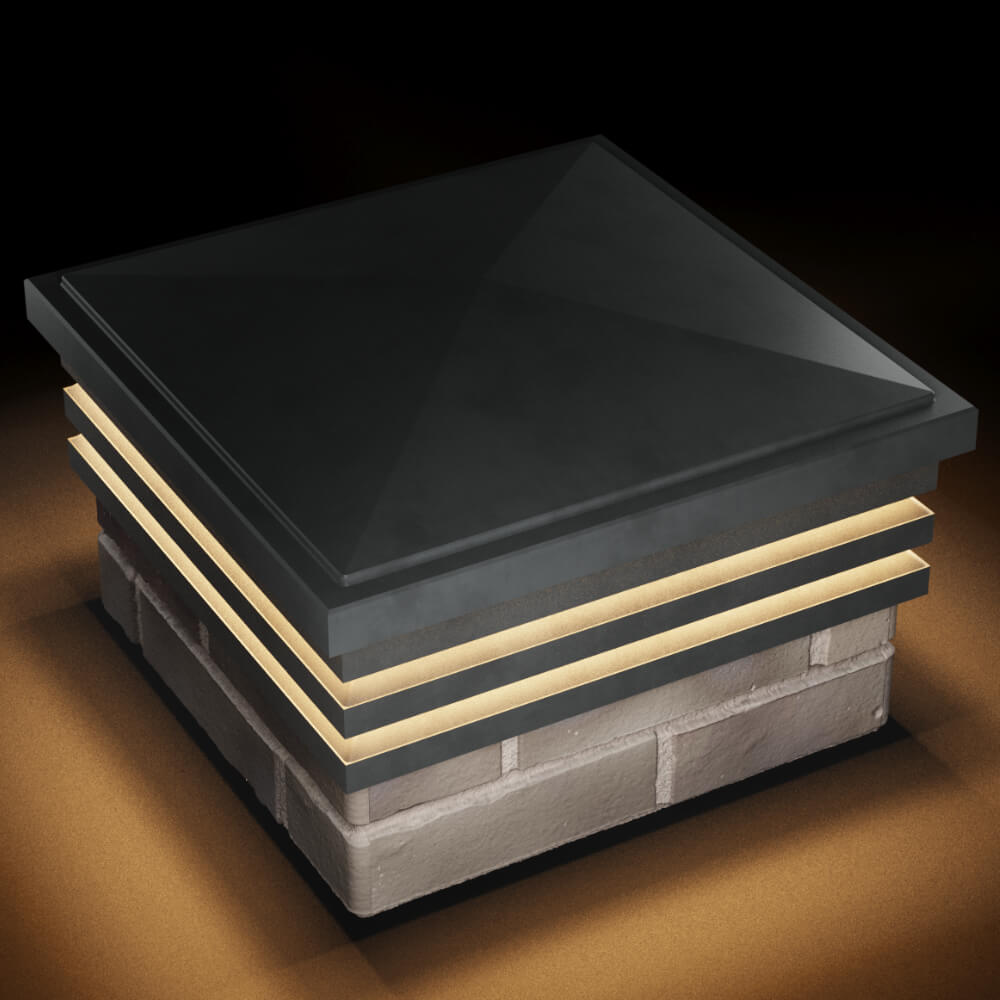 Колпак Zking Бона ХайТек Серый на столб 1.5х1.5 кирпича (385х385мм) с подсветкой в Бирске фото