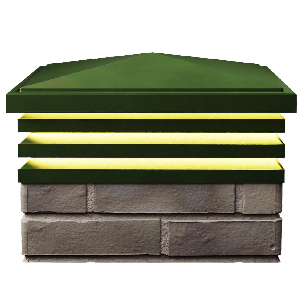 Колпак Zking Бона ХайТек Зеленый на столб 1.5х1.5 кирпича (385х385мм) с подсветкой в Бирске фото