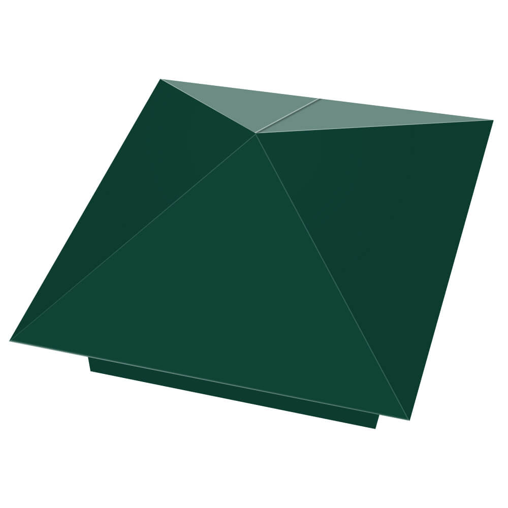 Колпак металлический 390х390мм RAL6005 Зеленый Мох заборный Бирск фото