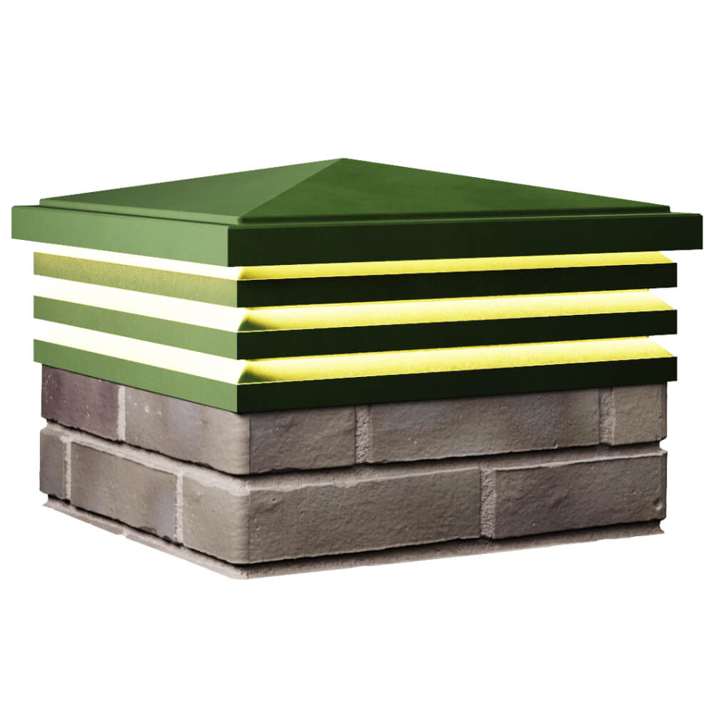 Колпак Zking Бона ХайТек Зеленый на столб 1.5х1.5 кирпича (385х385мм) с подсветкой в Бирске фото