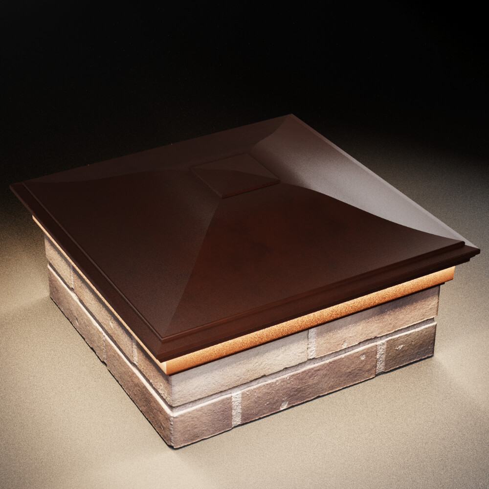 Колпак Zking Монблан Коричневый на столб 2х2 кирпича (515х515мм) c подсветкой в Бирске фото