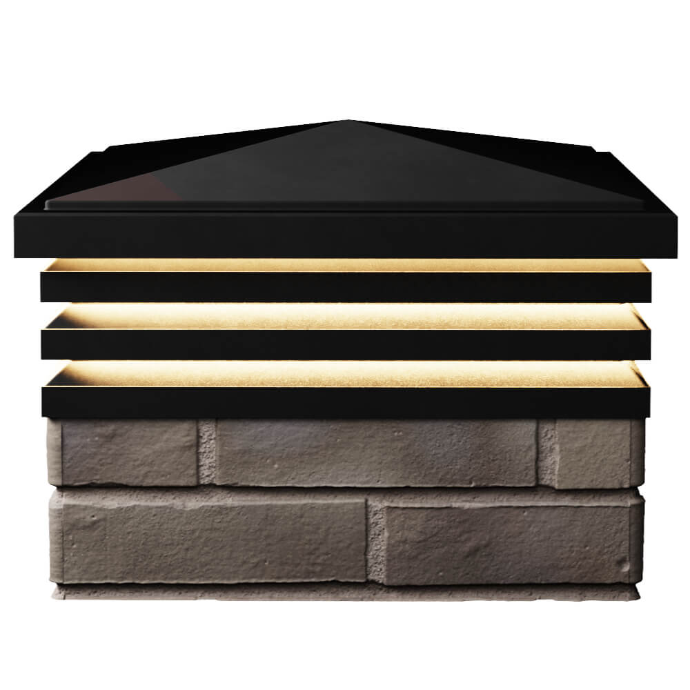 Колпак Zking Бона ХайТек Черный на столб 1.5х1.5 кирпича (385х385мм) с подсветкой в Бирске фото