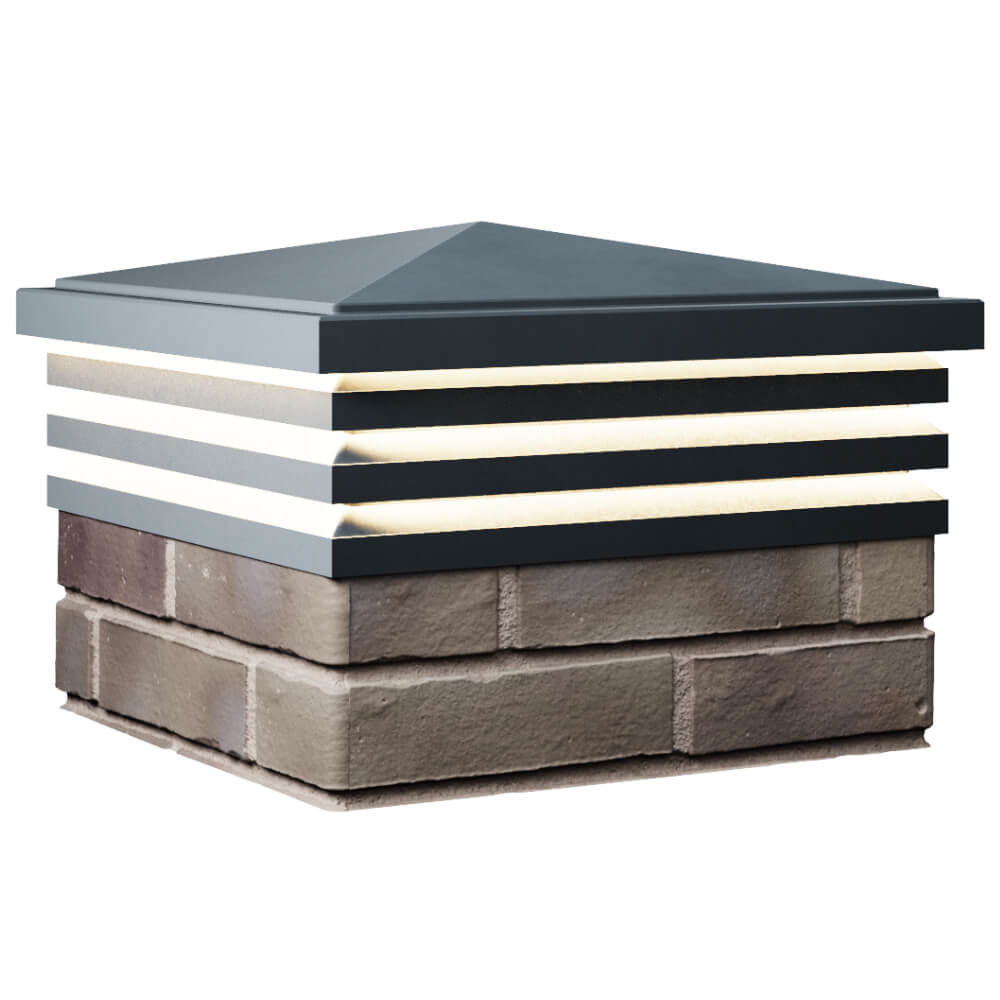 Колпак Zking Бона ХайТек Серый на столб 1.5х1.5 кирпича (385х385мм) с подсветкой в Бирске фото