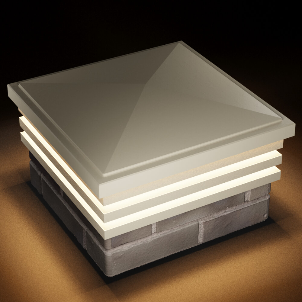 Колпак Zking Бона ХайТек Бежевый на столб 1.5х1.5 кирпича (385х385мм) с подсветкой в Бирске фото