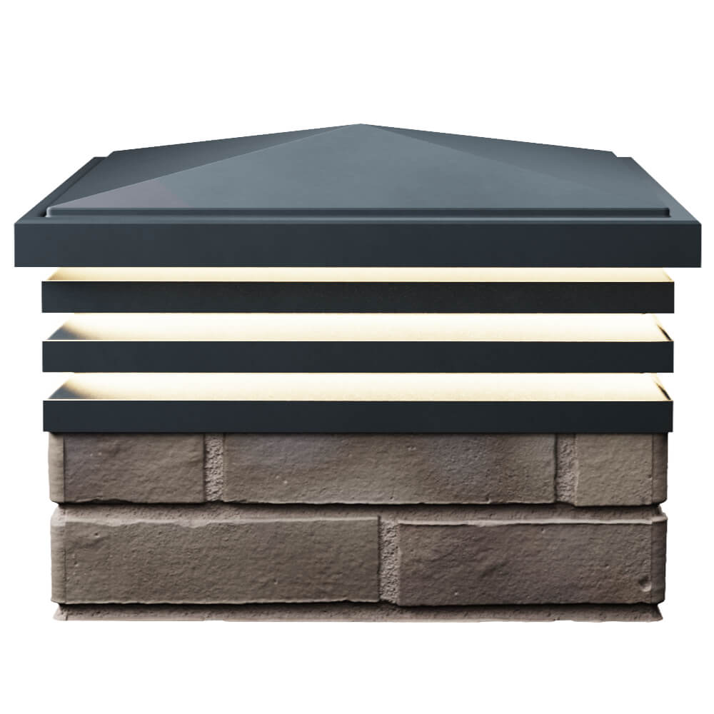 Колпак Zking Бона ХайТек Серый на столб 1.5х1.5 кирпича (385х385мм) с подсветкой в Бирске фото