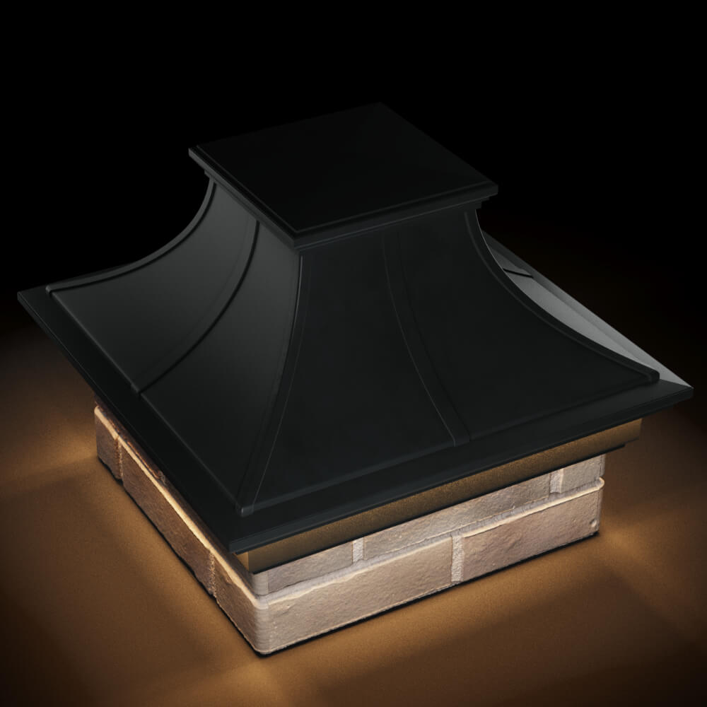 Колпак Zking Монблан Премиум Черный на столб 1.5х1.5 кирпича (385х385мм) с подсветкой в Бирске фото