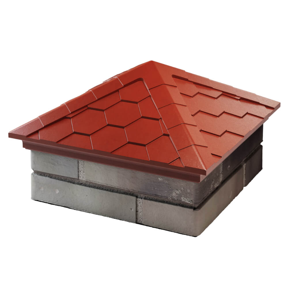 Колпак Zking Эверест Красный на столб 1.5х1.5 кирпича (390х390мм) в Бирске фото