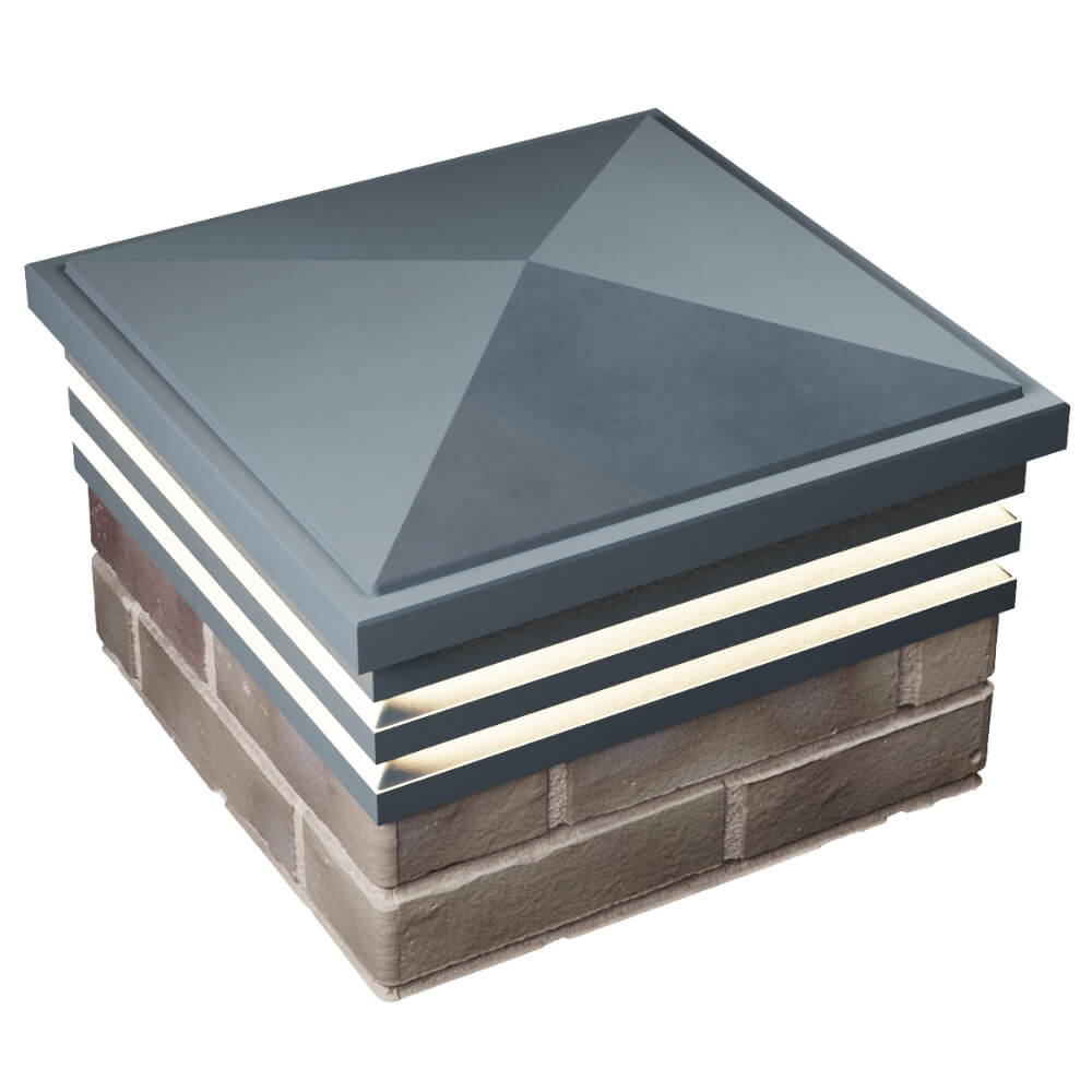 Колпак Zking Бона ХайТек Серый на столб 1.5х1.5 кирпича (385х385мм) с подсветкой в Бирске фото