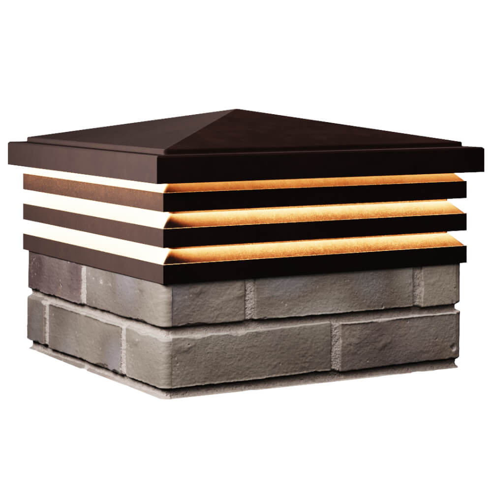 Колпак Zking Бона ХайТек Коричневый на столб 1.5х1.5 кирпича (385х385мм) с подсветкой в Бирске фото