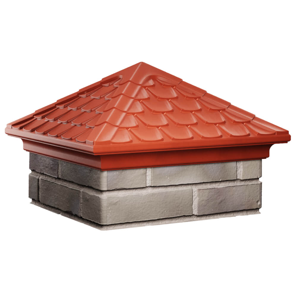 Колпак Zking Эльбрус Красный на столб 1.5х1.5 кирпича (385х385мм) в Бирске фото