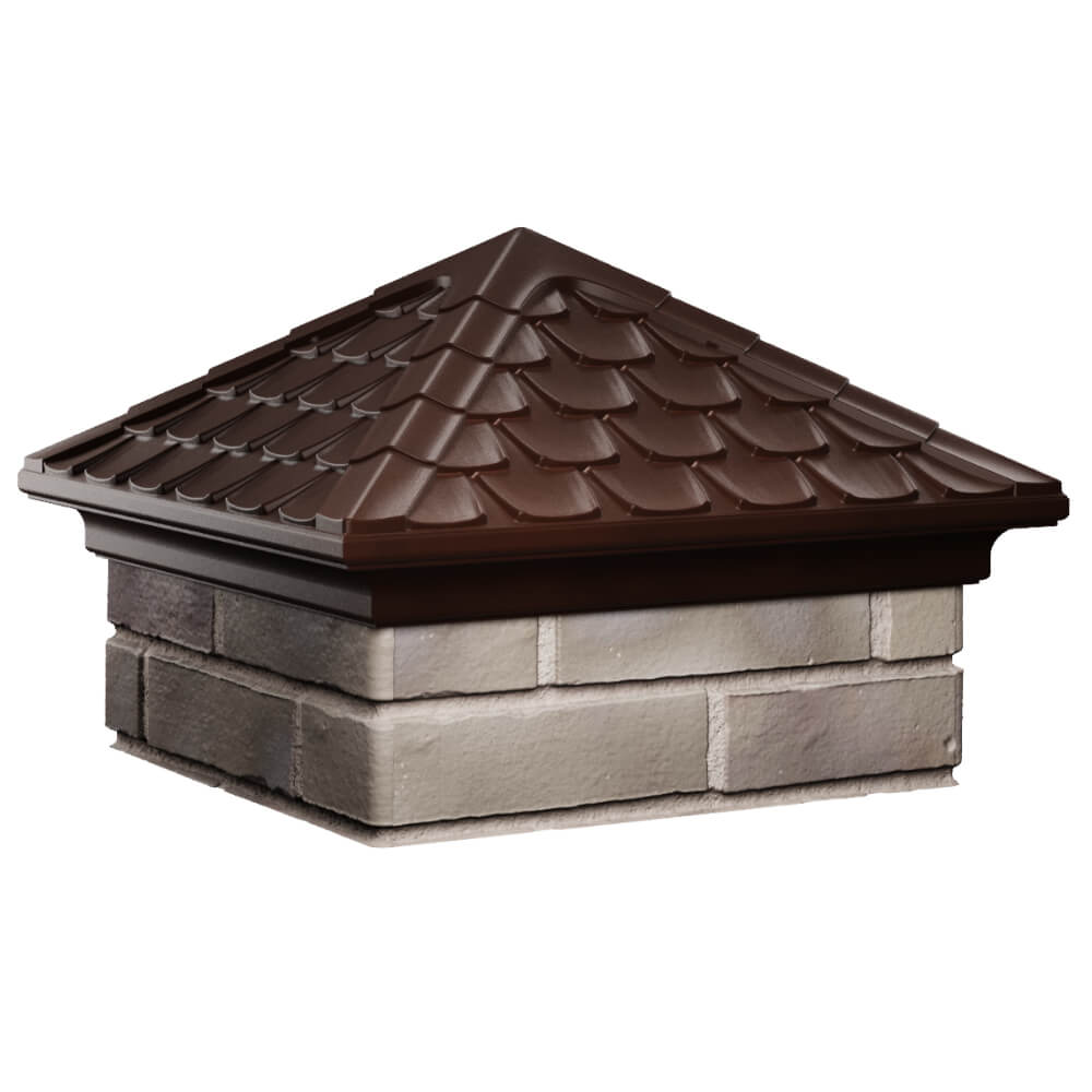 Колпак Zking Эльбрус Коричневый на столб 1.5х1.5 кирпича (385х385мм) в Бирске фото