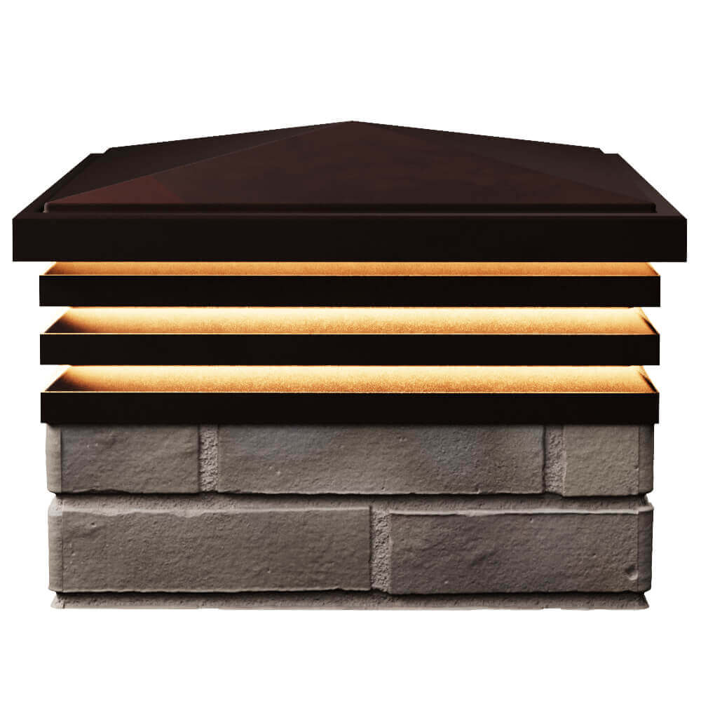 Колпак Zking Бона ХайТек Коричневый на столб 1.5х1.5 кирпича (385х385мм) с подсветкой в Бирске фото